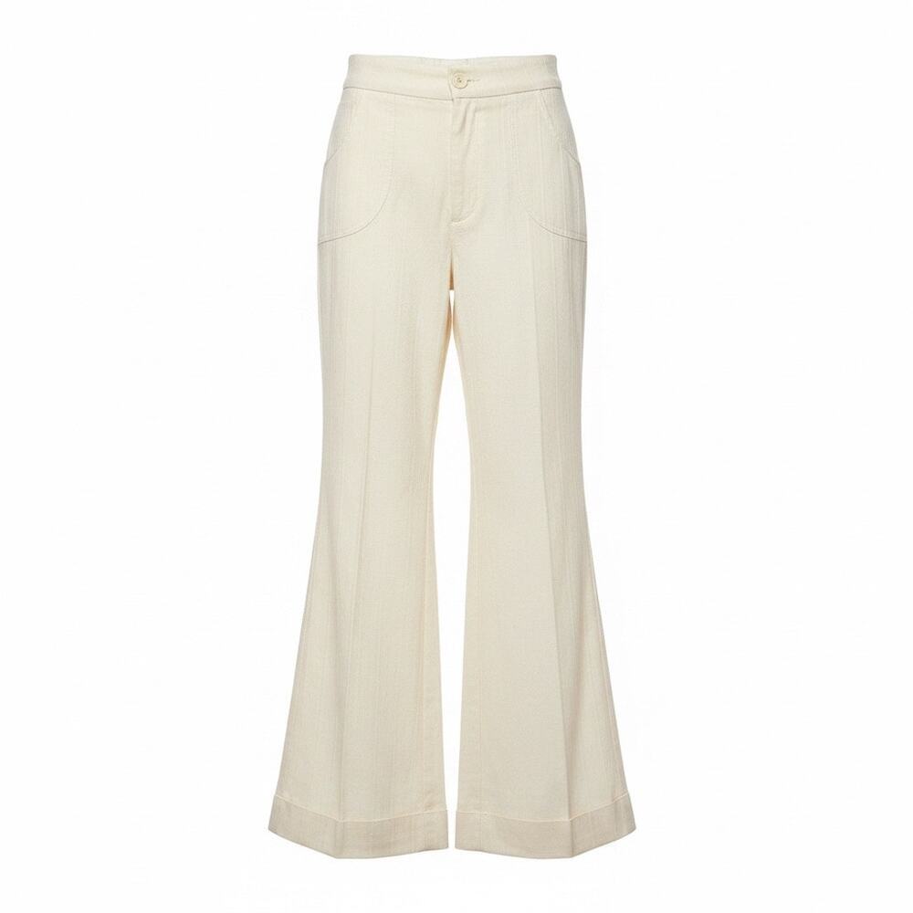 Vintage Cream High Rise Wide Leg Pants 28x34 Retro Old Money Resort European